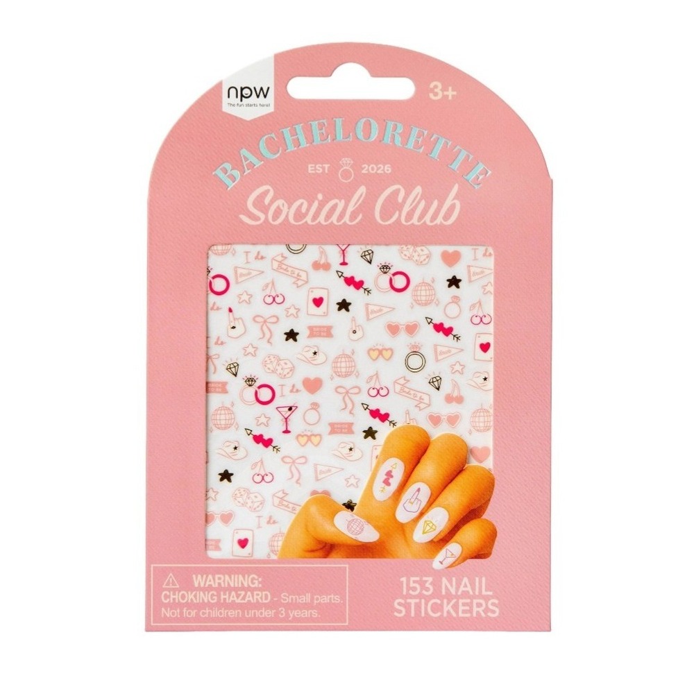 npw Bachelorette Social Club Party nail Stickers Multicolor Bachelorette Theme